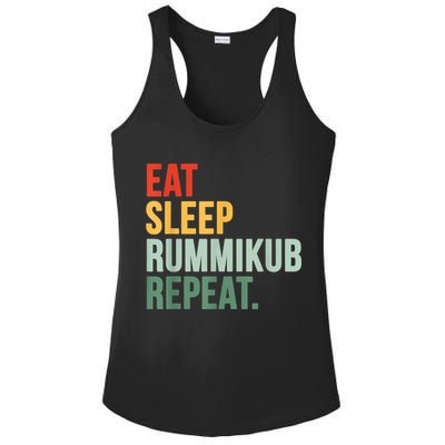 Eat Sleep Rummikub Repeat Multicolored Font Ladies PosiCharge Competitor Racerback Tank