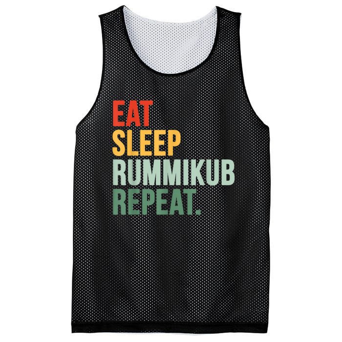 Eat Sleep Rummikub Repeat Multicolored Font Mesh Reversible Basketball Jersey Tank