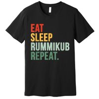 Eat Sleep Rummikub Repeat Multicolored Font Premium T-Shirt