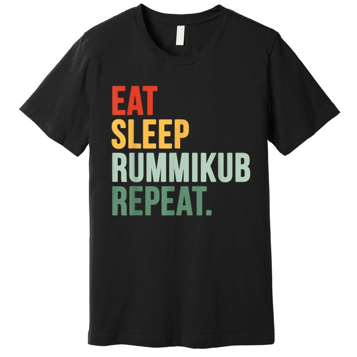 Eat Sleep Rummikub Repeat Multicolored Font Premium T-Shirt