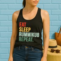 Eat Sleep Rummikub Repeat Multicolored Font Womens Tank Top