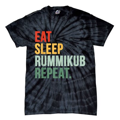 Eat Sleep Rummikub Repeat Multicolored Font Tie-Dye T-Shirt
