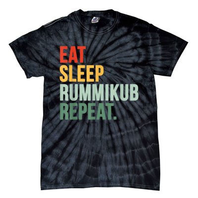 Eat Sleep Rummikub Repeat Multicolored Font Tie-Dye T-Shirt