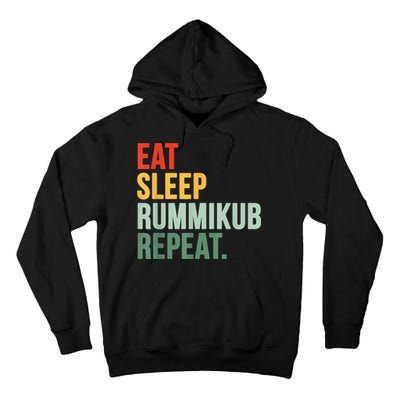 Eat Sleep Rummikub Repeat Multicolored Font Tall Hoodie