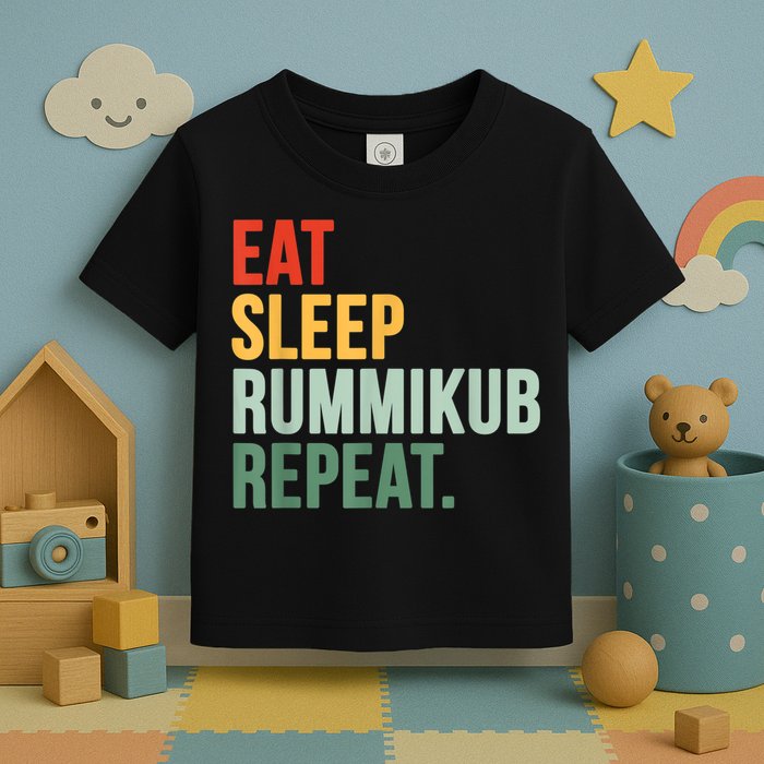 Eat Sleep Rummikub Repeat Multicolored Font Toddler T-Shirt