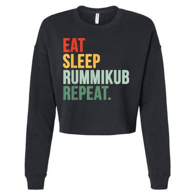 Eat Sleep Rummikub Repeat Multicolored Font Cropped Pullover Crew
