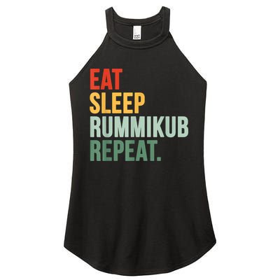 Eat Sleep Rummikub Repeat Multicolored Font Women's Perfect Tri Rocker Tank