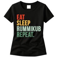 Eat Sleep Rummikub Repeat Multicolored Font Womens T-Shirt