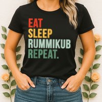 Eat Sleep Rummikub Repeat Multicolored Font Womens T-Shirt