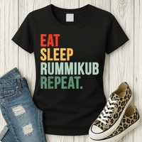 Eat Sleep Rummikub Repeat Multicolored Font Womens T-Shirt