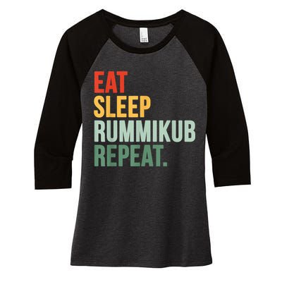 Eat Sleep Rummikub Repeat Multicolored Font Women's Tri-Blend 3/4-Sleeve Raglan Shirt