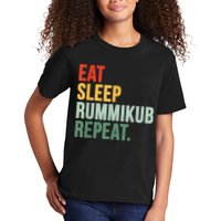Eat Sleep Rummikub Repeat Multicolored Font Kids T-Shirt