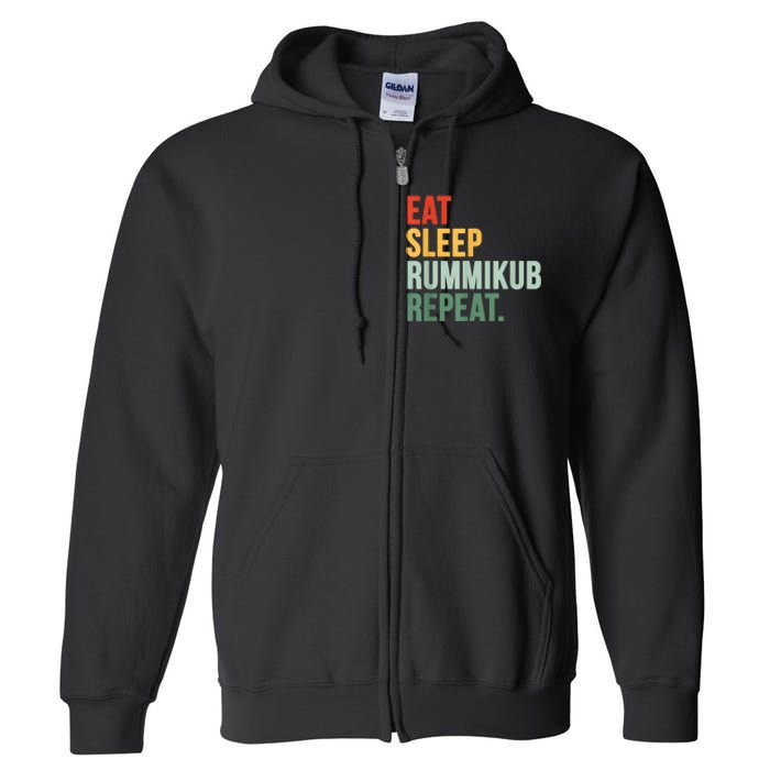 Eat Sleep Rummikub Repeat Multicolored Font Full Zip Hoodie