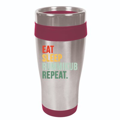 Eat Sleep Rummikub Repeat Multicolored Font 16oz Travel Tumbler