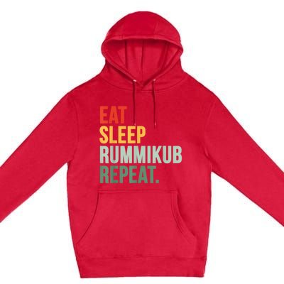 Eat Sleep Rummikub Repeat Multicolored Font Premium Pullover Hoodie