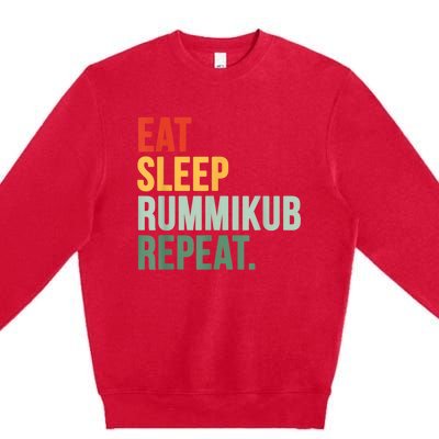 Eat Sleep Rummikub Repeat Multicolored Font Premium Crewneck Sweatshirt