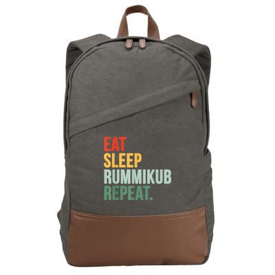 Eat Sleep Rummikub Repeat Multicolored Font Cotton Canvas Backpack