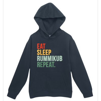 Eat Sleep Rummikub Repeat Multicolored Font Urban Pullover Hoodie