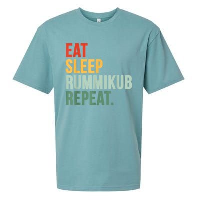 Eat Sleep Rummikub Repeat Multicolored Font Sueded Cloud Jersey T-Shirt