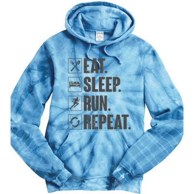 Eat Sleep Run Repeat Funny Vintage Running Runner Gift Tie Dye Hoodie