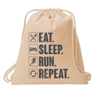 Eat Sleep Run Repeat Funny Vintage Running Runner Gift Drawstring Bag