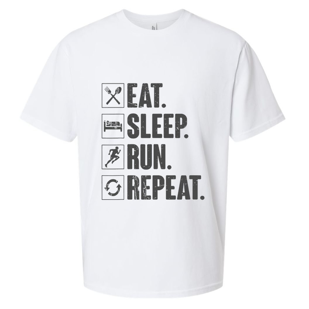 Eat Sleep Run Repeat Funny Vintage Running Runner Gift Sueded Cloud Jersey T-Shirt