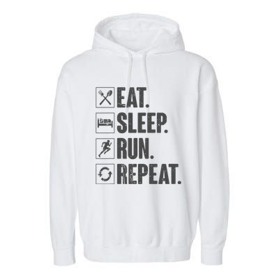 Eat Sleep Run Repeat Funny Vintage Running Runner Gift Garment-Dyed Fleece Hoodie