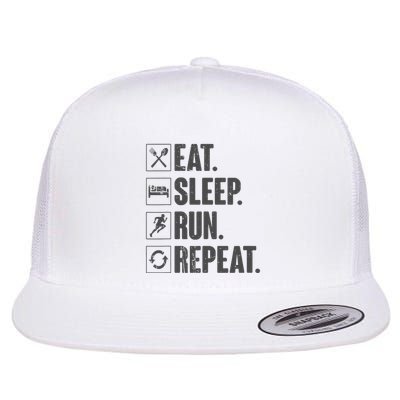 Eat Sleep Run Repeat Funny Vintage Running Runner Gift Flatbill Hat
