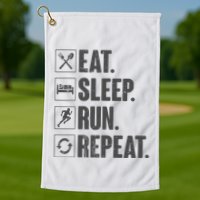 Eat Sleep Run Repeat Funny Vintage Running Runner Gift Golf Towel