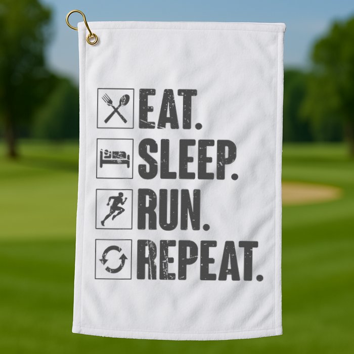 Eat Sleep Run Repeat Funny Vintage Running Runner Gift Golf Towel