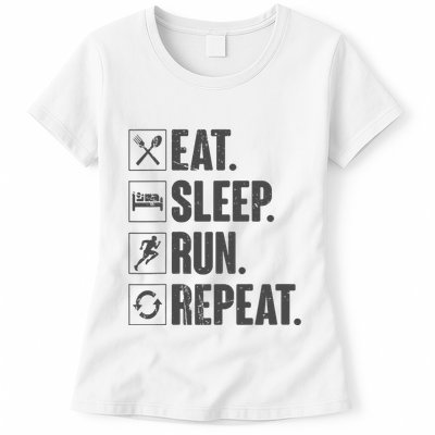 Eat Sleep Run Repeat Funny Vintage Running Runner Gift Womens T-Shirt