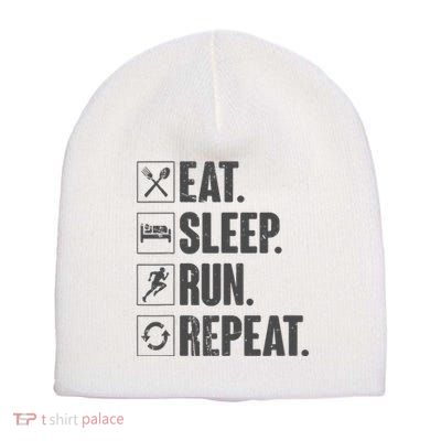 Eat Sleep Run Repeat Funny Vintage Running Runner Gift Short Acrylic Beanie