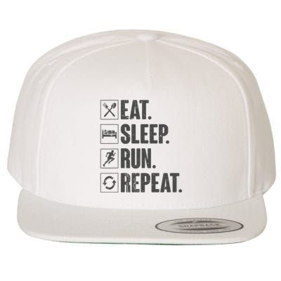 Eat Sleep Run Repeat Funny Vintage Running Runner Gift Wool Snapback Cap