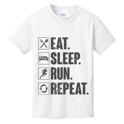 Eat Sleep Run Repeat Funny Vintage Running Runner Gift Kids T-Shirt