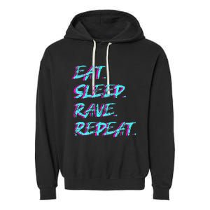 Eat Sleep Rave Repeat Garment-Dyed Fleece Hoodie