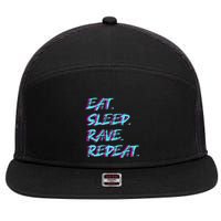 Eat Sleep Rave Repeat 7 Panel Mesh Trucker Snapback Hat