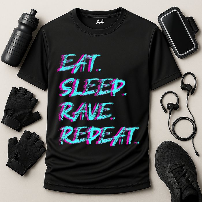 Eat Sleep Rave Repeat Cooling Performance Crew T-Shirt