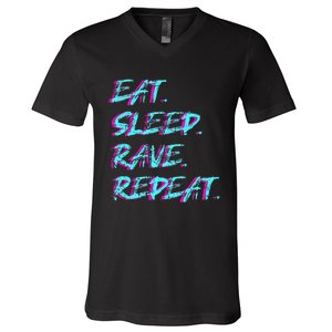 Eat Sleep Rave Repeat V-Neck T-Shirt