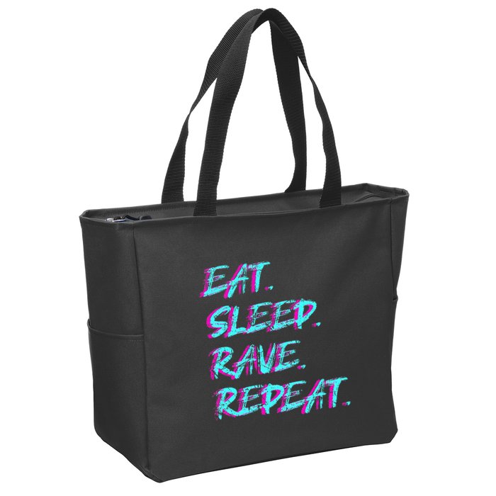 Eat Sleep Rave Repeat Zip Tote Bag