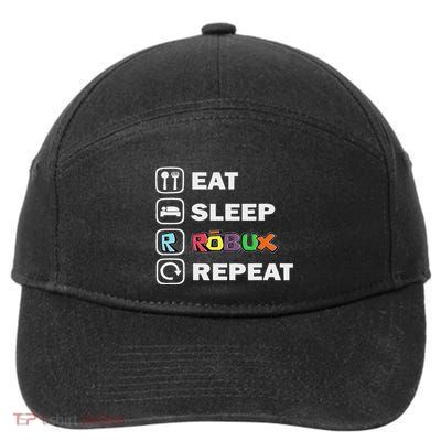 Eat Sleep Robux Repeat Noob And Professional Gamer 7-Panel Snapback Hat