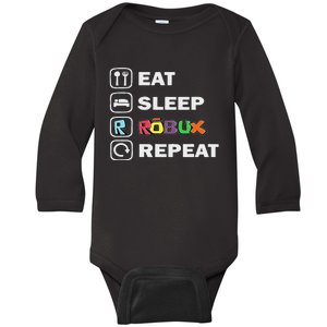 Eat Sleep Robux Repeat Noob And Professional Gamer Baby Long Sleeve Bodysuit