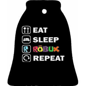 Eat Sleep Robux Repeat Noob And Professional Gamer Ceramic Bell Ornament