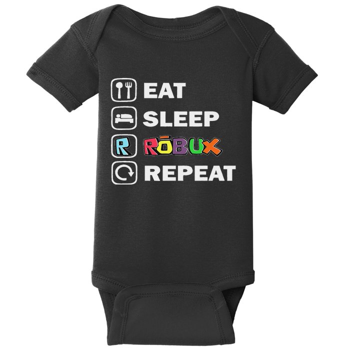 Eat Sleep Robux Repeat Noob And Professional Gamer Baby Bodysuit