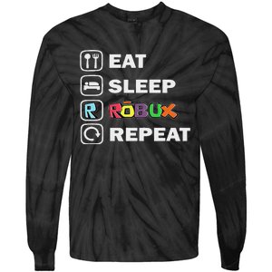 Eat Sleep Robux Repeat Noob And Professional Gamer Tie-Dye Long Sleeve Shirt