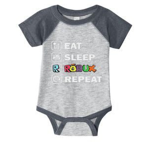 Eat Sleep Robux Repeat Noob And Professional Gamer Infant Baby Jersey Bodysuit