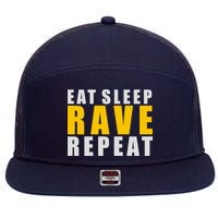 EAT SLEEP RAVE REPEAT 7 Panel Mesh Trucker Snapback Hat