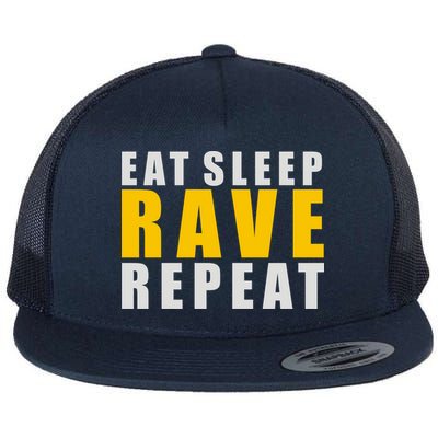 EAT SLEEP RAVE REPEAT Flat Bill Trucker Hat