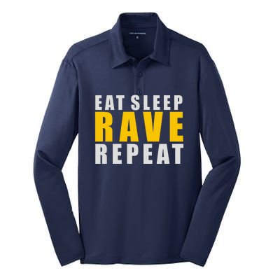 EAT SLEEP RAVE REPEAT Silk Touch Performance Long Sleeve Polo