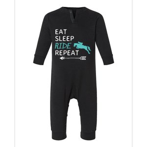 Eat Sleep Ride Horses Repeat Horseback Riding Infant Fleece One Piece