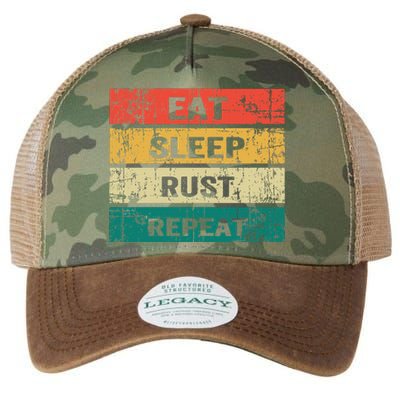 Eat Sleep Rust Repeat Funny Gaming Sports Meme Legacy Tie Dye Trucker Hat